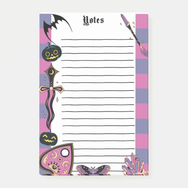 Witchy Gothic Spooky Notepad Halloween Memo Pad (Front)