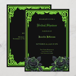 Witchy green Glow Gothic Bridal Shower Announcement