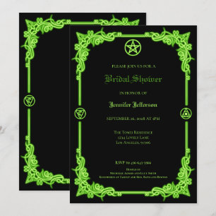 Witchy green Glow Gothic Bridal Shower Announcement
