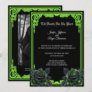 Witchy green Glow Gothic wedding Invitation