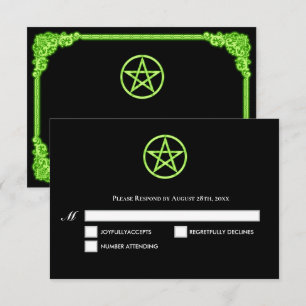 Witchy green Glow Gothic Wedding RSVP Card