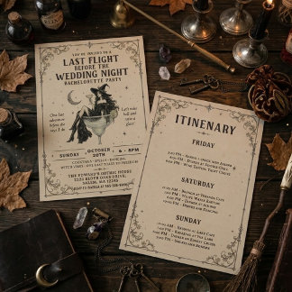 Witchy Halloween Bachelorette Weekend Invitation