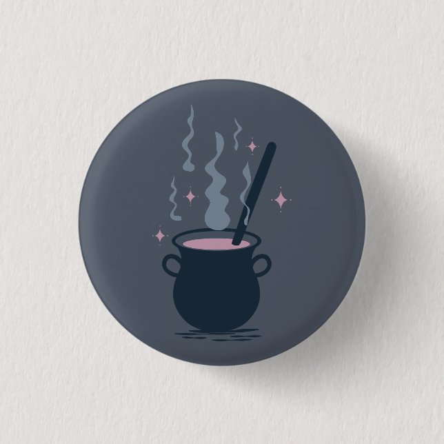 Witchy Halloween Caldron Magic 1 Inch Round Button (Front)