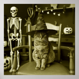 Witchy Halloween  Cat  Poster