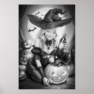 Witchy Halloween Colouring Poster