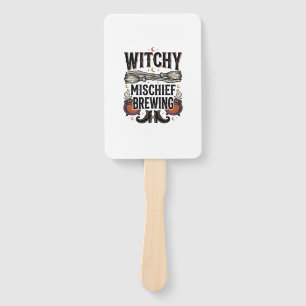 Witchy Halloween Shirt With Broom And Cauldrons_1 Hand Fan