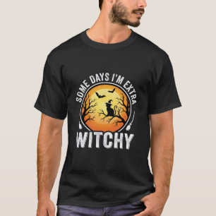 Witchy Halloween Sunset Cat Design T-Shirt