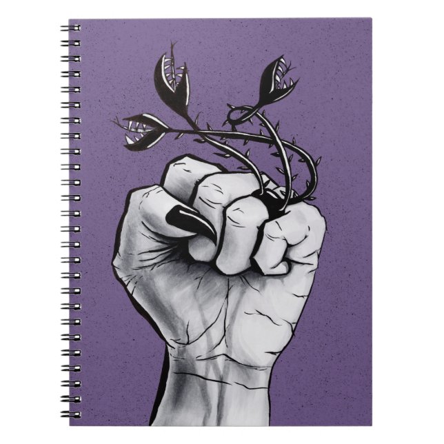 Witchy Hand With Black Nails And Monster Ring Notebook (Front)