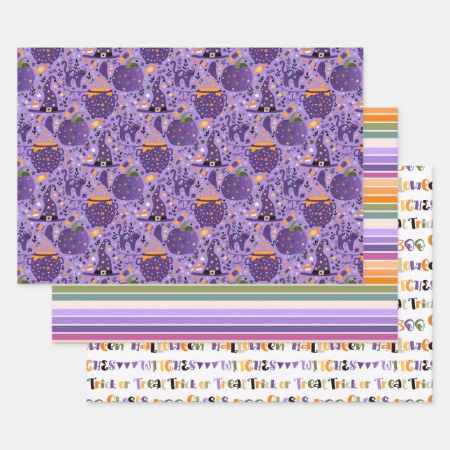 Witchy Hats and Stripes Gift Wrap (Set)