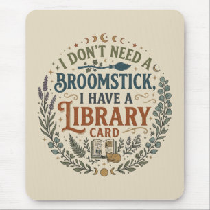 Witchy Librarian Library Card Book Lover Custom Mouse Pad