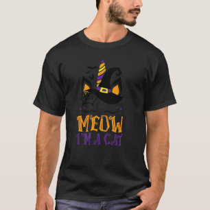 Witchy Magic Unicorn Meow I'm A Cat Halloween Cosp T-Shirt