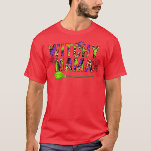Witchy Mama Halloween Tie Dye Leopard Witch Mom Wo T-Shirt