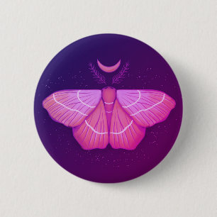 Witchy Moth Butterfly Purple Magical Insect 2 Inch Round Button
