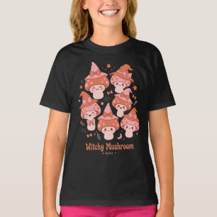 Witchy Mushroom Boho Cute Witch Hat Bow Fall Art T-Shirt