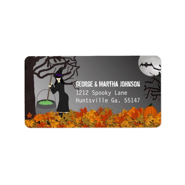 Witchy Night Halloween Address Stickers (Front)