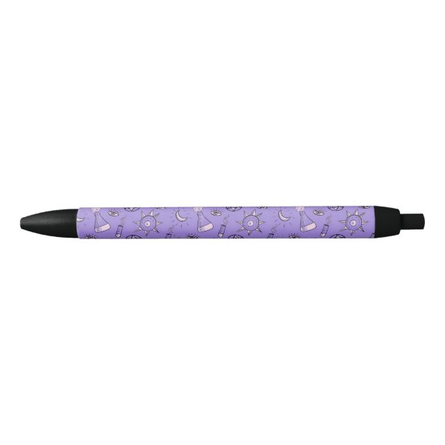 Witchy Occult Symbols Pattern - Mystical Magical Black Ink Pen (Front)