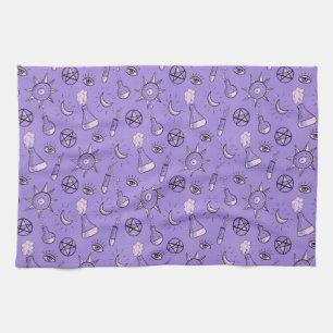 Witchy Occult Symbols Pattern - Mystical Magical Kitchen Towel
