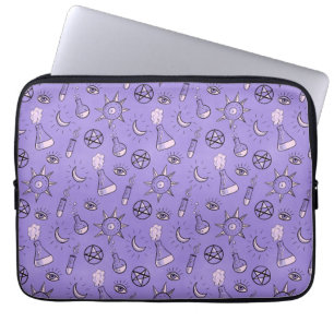 Witchy Occult Symbols Pattern - Mystical Magical Laptop Sleeve