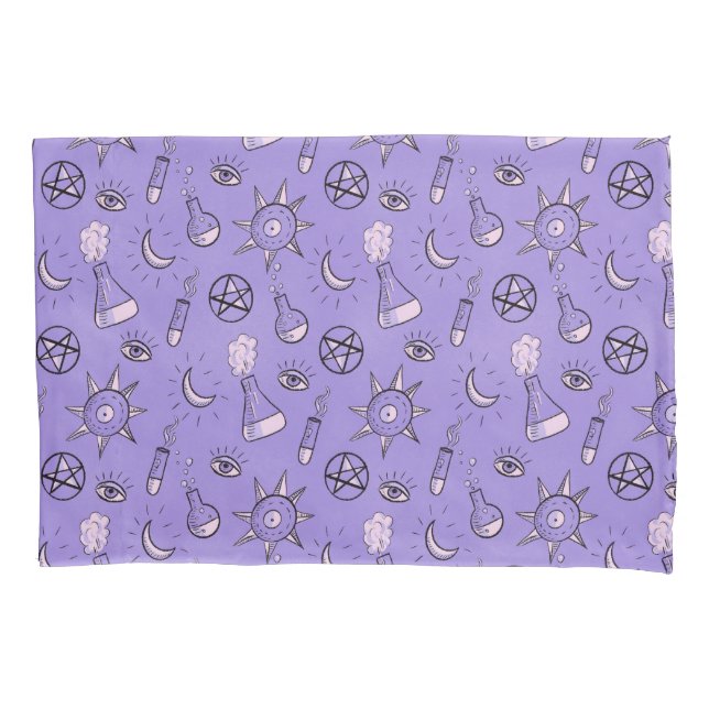 Witchy Occult Symbols Pattern - Mystical Magical Pillowcase (Front)