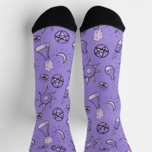 Witchy Occult Symbols Pattern - Mystical Magical Socks