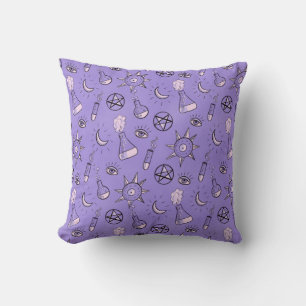 Witchy Occult Symbols Pattern - Mystical Magical Throw Pillow