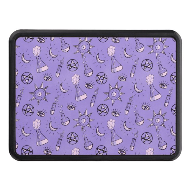 Witchy Occult Symbols Pattern - Mystical Magical Trailer Hitch Cover (Front)