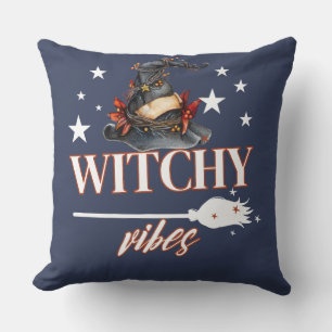 Witchy October Vibes T-shirt Halloween Tee Throw Pillow