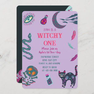 Witchy One Halloween Birthday Invitation