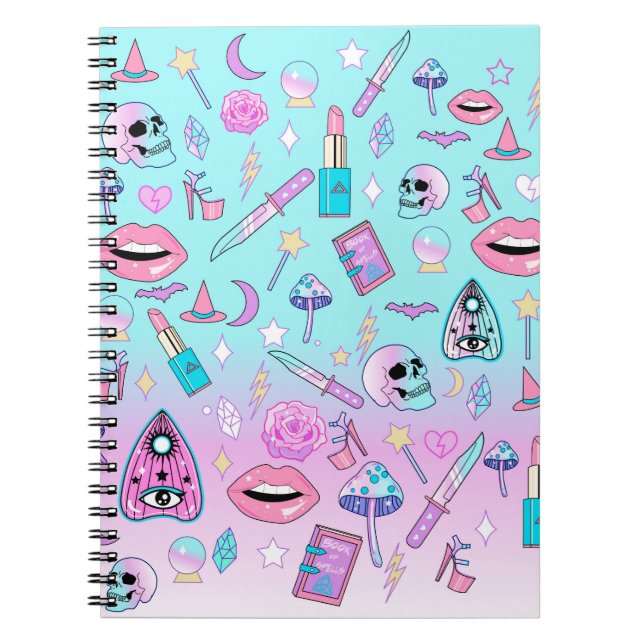 Witchy Pastel Goth Girly Creepy Cute Kawaii Notebook (Front)