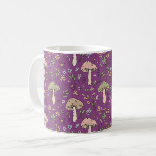 Witchy Plum Purple Fungi Seamless Pattern Gift Coffee Mug