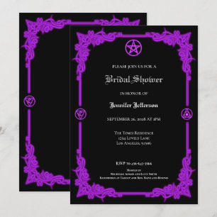 Witchy purple Glow Gothic Bridal Shower Announcement