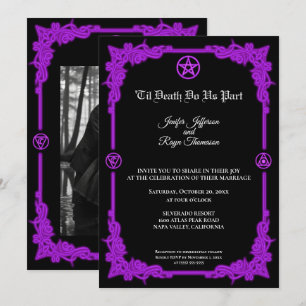 Witchy purple Glow Gothic wedding Invitation