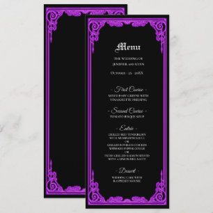 Witchy purple Glow Gothic Wedding Menu
