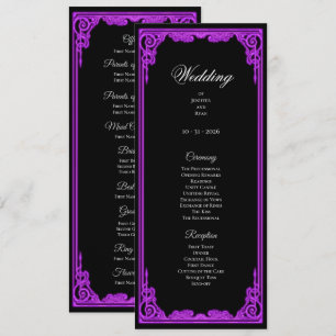 Witchy purple Glow Gothic Wedding Program