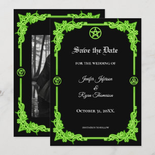 Witchy purple Glow Gothic wedding save the date Announcement