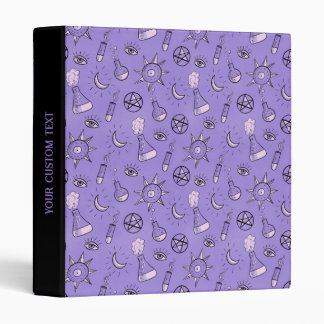 Witchy Purple Potion, Moon, Sun and Eye Pattern Binder