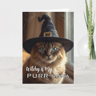 Witchy PURR-sona with Halloween Witch Cat Card