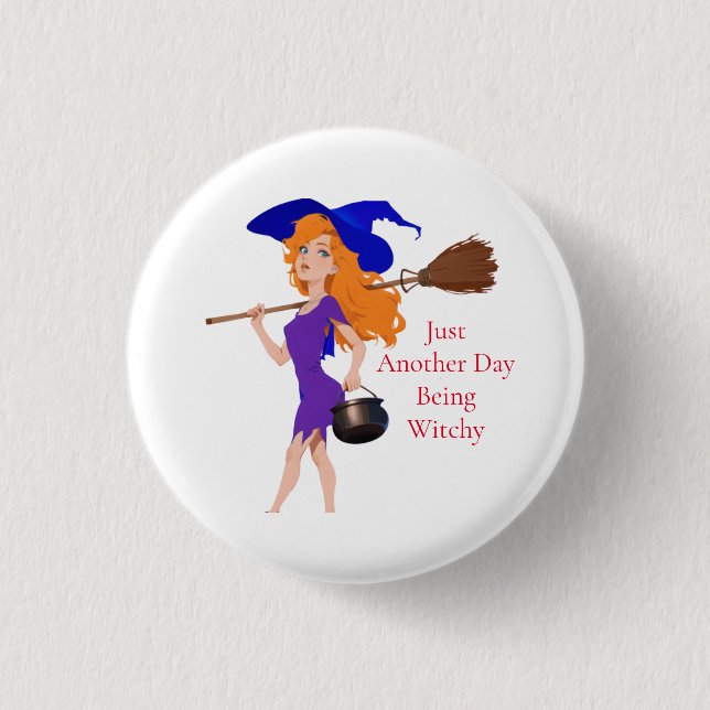 Witchy Redhead Thunder_Cove  1 Inch Round Button (Front)