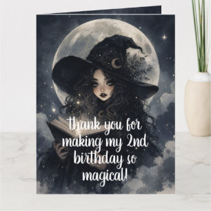 witchy second birthday party thank you cards