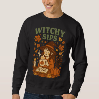 Witchy Sips Halloween T-Shirt | Cozy Witch Coffee  Sweatshirt
