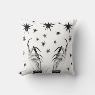 Witchy Stars: Halloween Night Background Throw Pillow