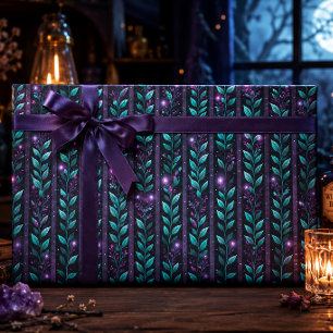 Witchy Twilight Glowing Botanical Floral Wrapping Paper