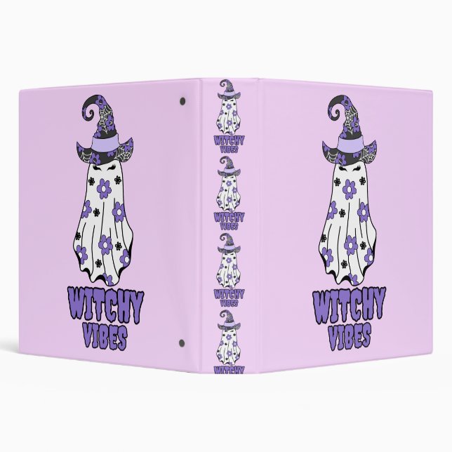 "Witchy Vibes" Halloween Witch Ghost Purple  Binder (Background)