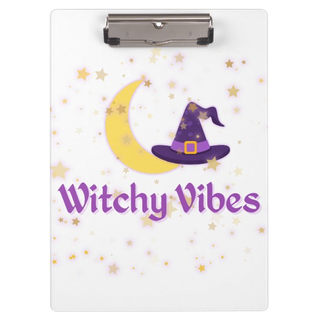 Witchy Vibes Moon & Hat Clipboard (Front)