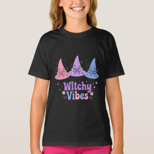 Witchy Vibes Pink Witch Hats Bow Daisy Cute Fall A T-Shirt