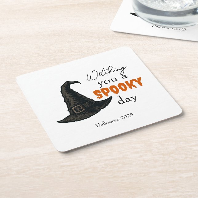 Witchy Vibes - Spooky & Stylish |  Square Paper Coaster (Angled)