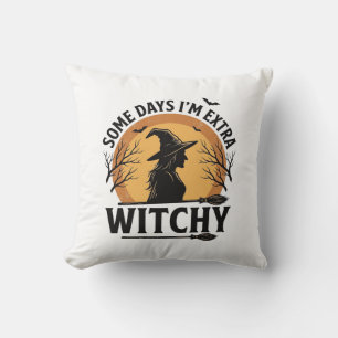 Witchy Vintage Halloween Quote Vector Design_1 Throw Pillow