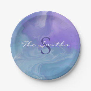 Witchy Watercolor Purple and Teal Custom Name Paper Plate