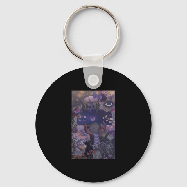 Witchy Whimsigoth Aesthetic With Cats Keychain (Front)