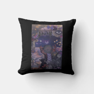Witchy Whimsigoth Aesthetic With Cats Throw Pillow